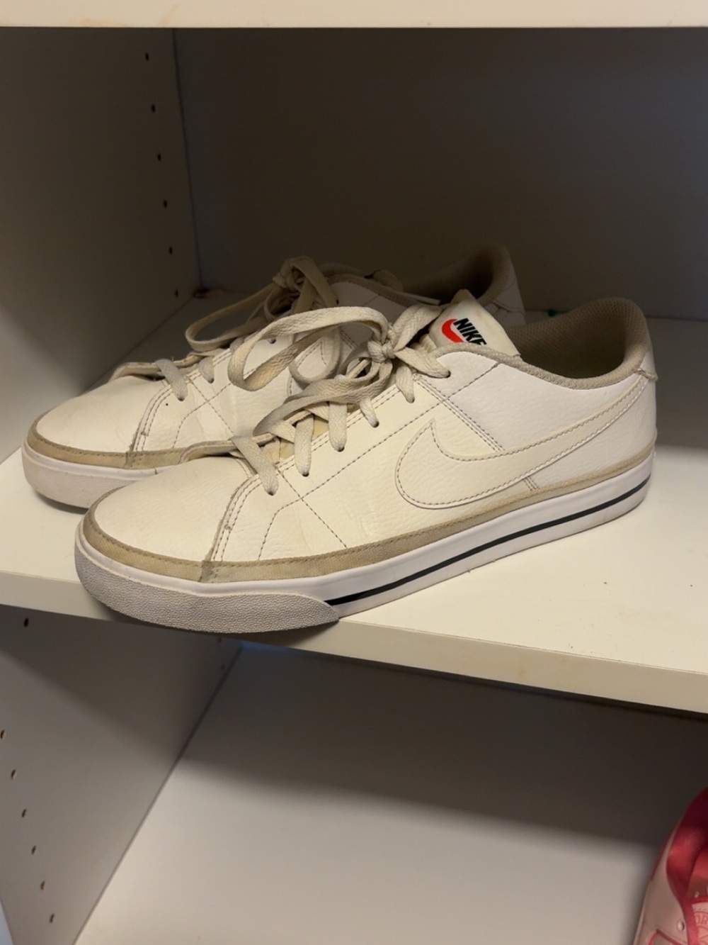 Nike Off-White Leather Low-Top Sneakers with Tan Trim